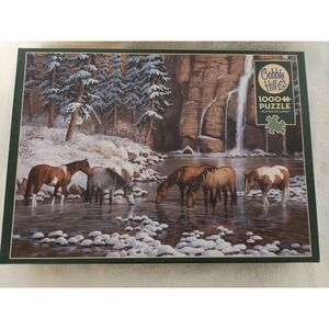 Cobble Hill 1000 Piece Jigsaw Puzzle Horses in Winter Stream Scene